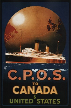 CPOS to Canada United States Vintage Travel Poster 1920